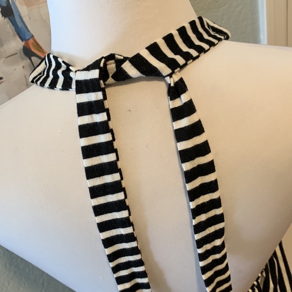 ASOS Black & White Striped Mini Dress • Sz M - Picture 5 of 8